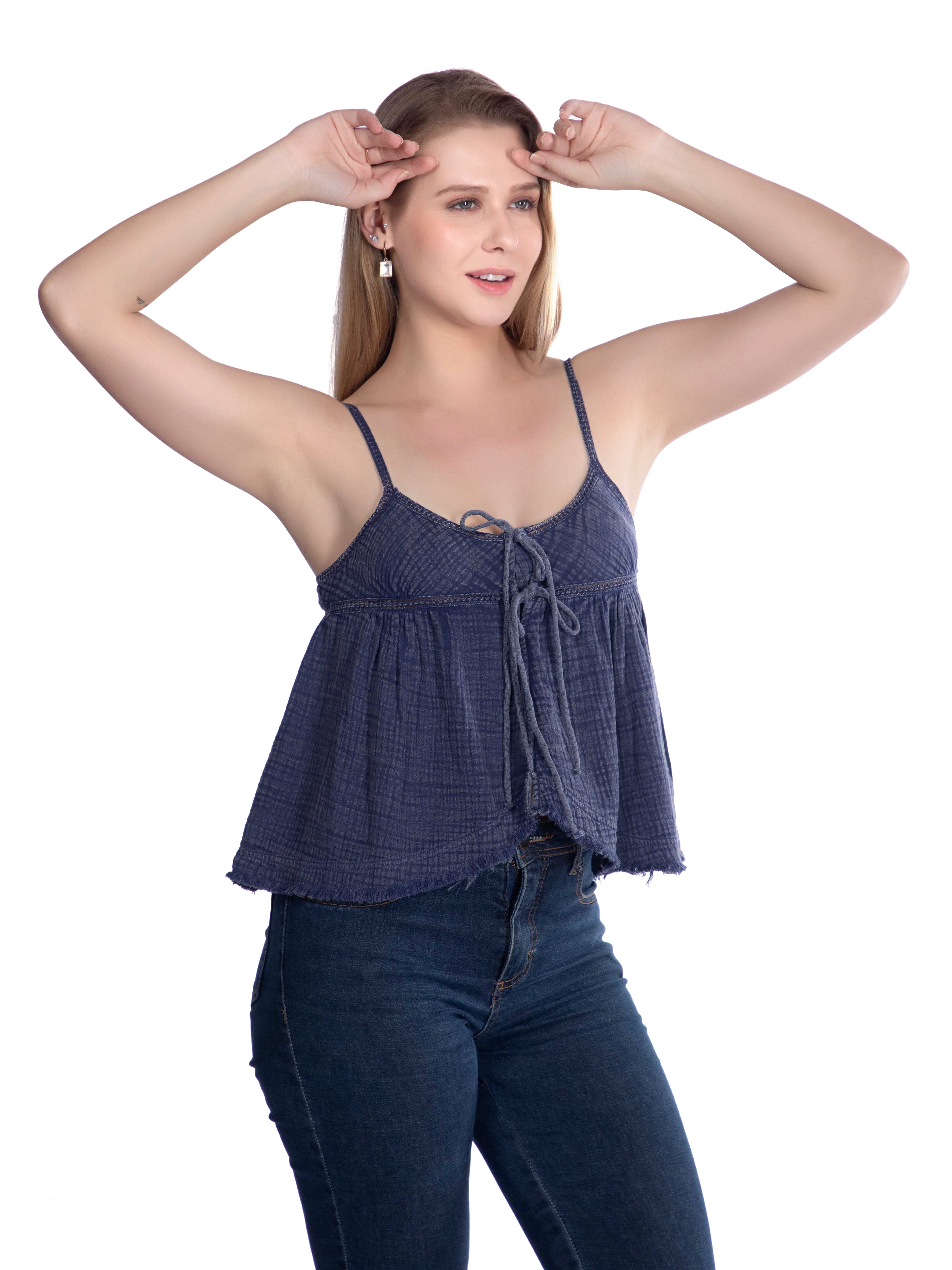 Blue Boho Chic Cotton Top