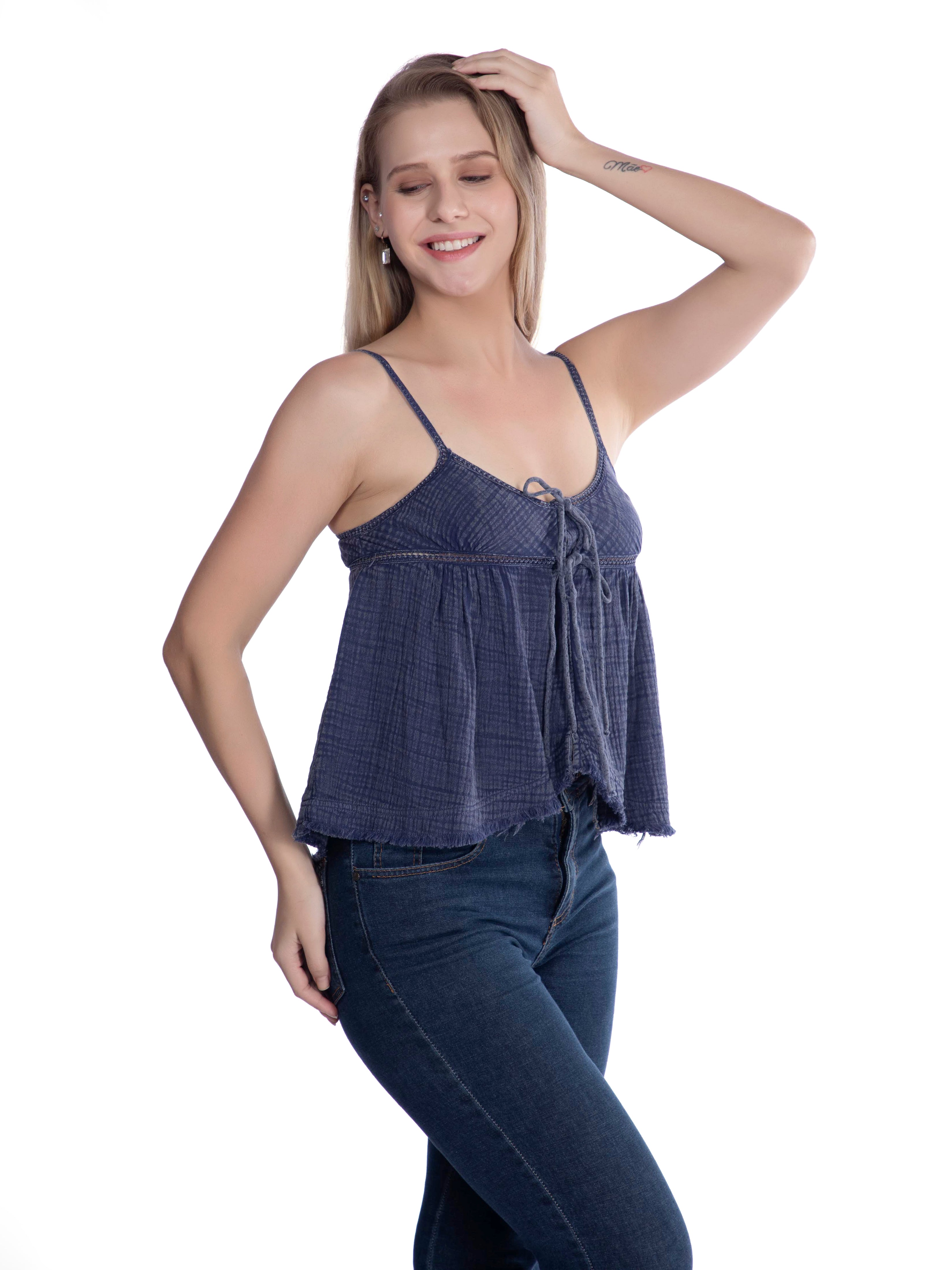 Blue Boho Chic Cotton Top