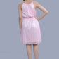 Pink Metallic Printed Pleated A-line Party Dress