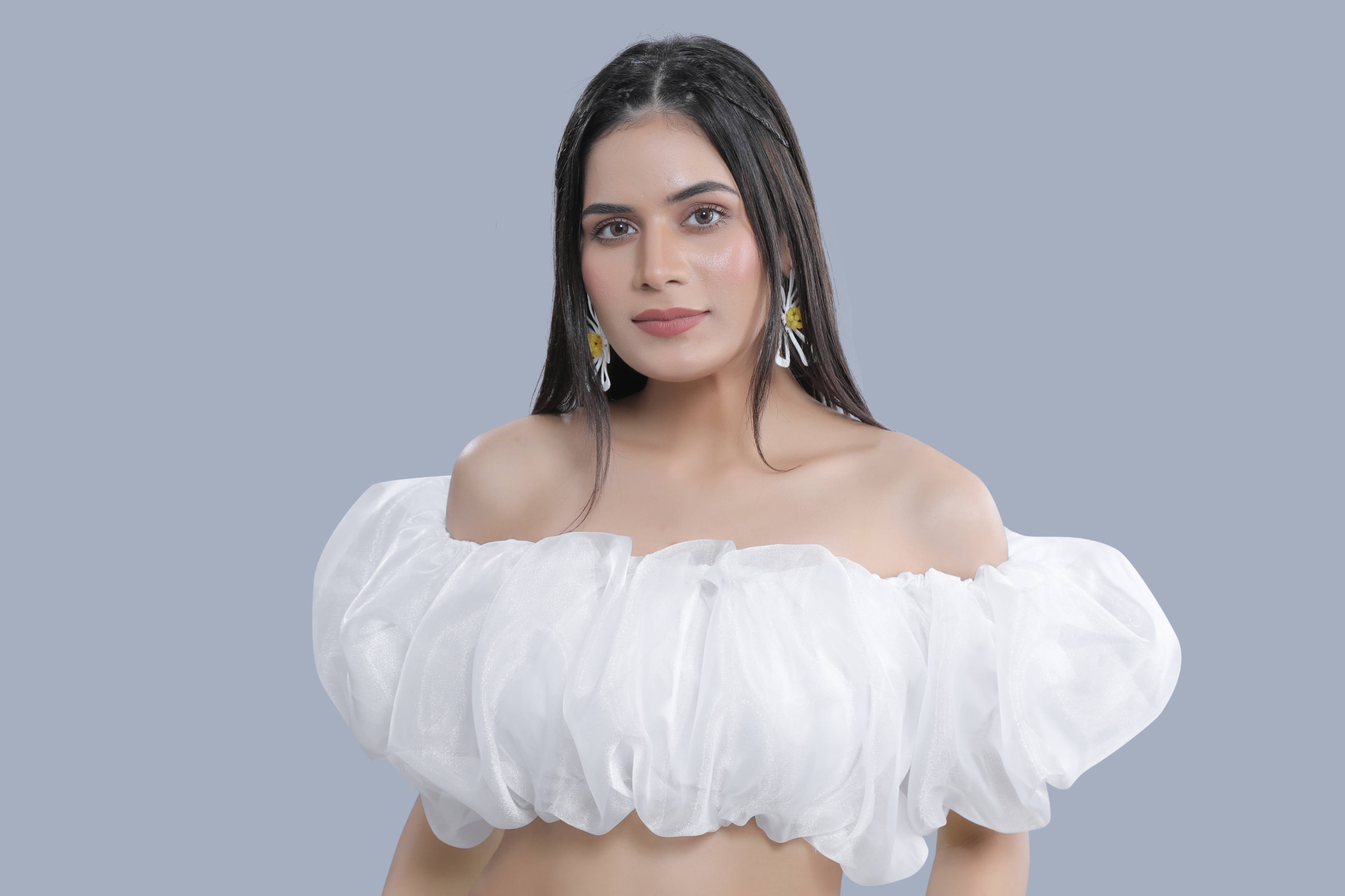 Off-Shoulder Cloud Crop Top FRENCH THEORY