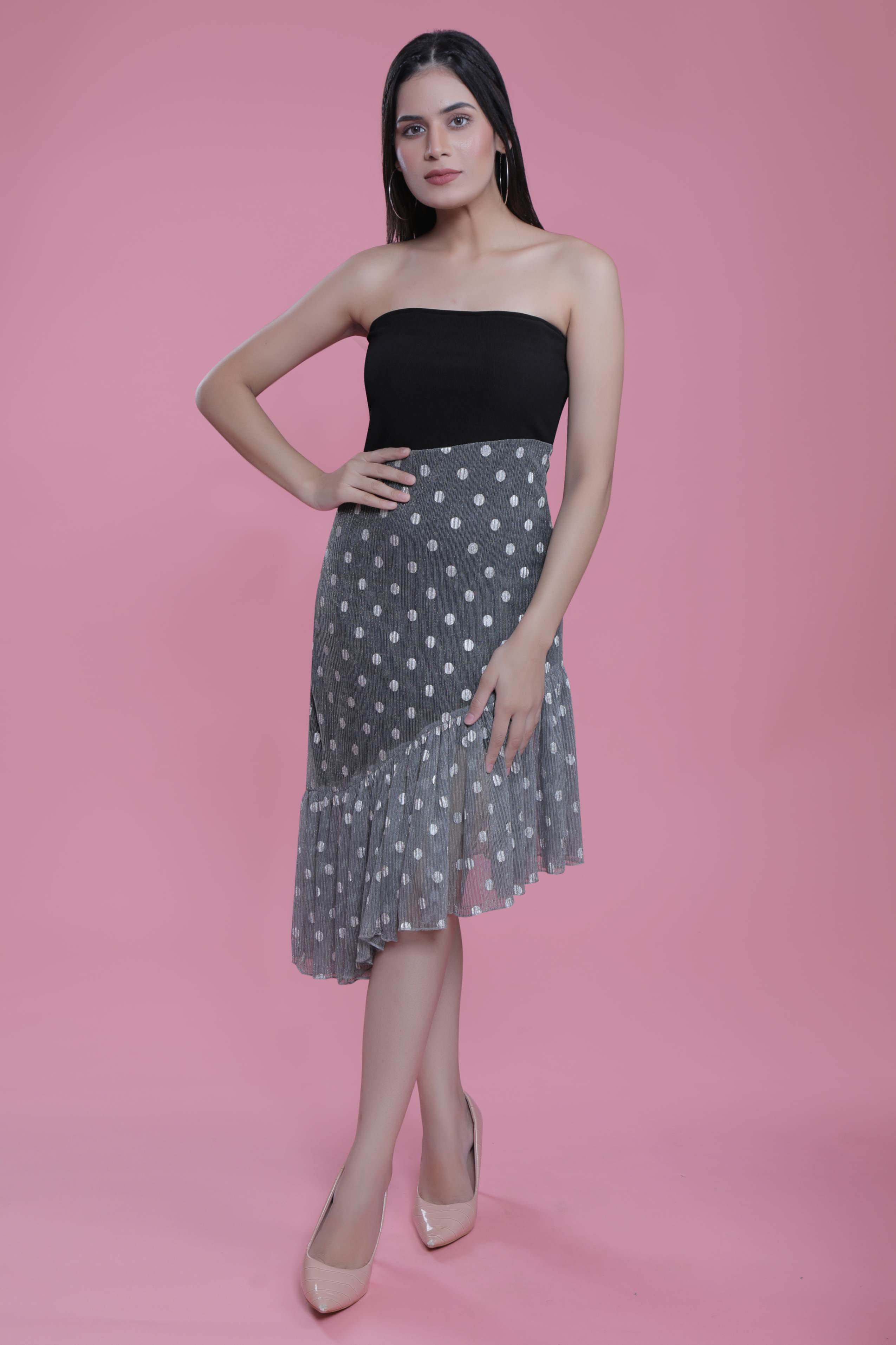 Black Jacquard A-Line Shimmer Party Dress FRENCH THEORY