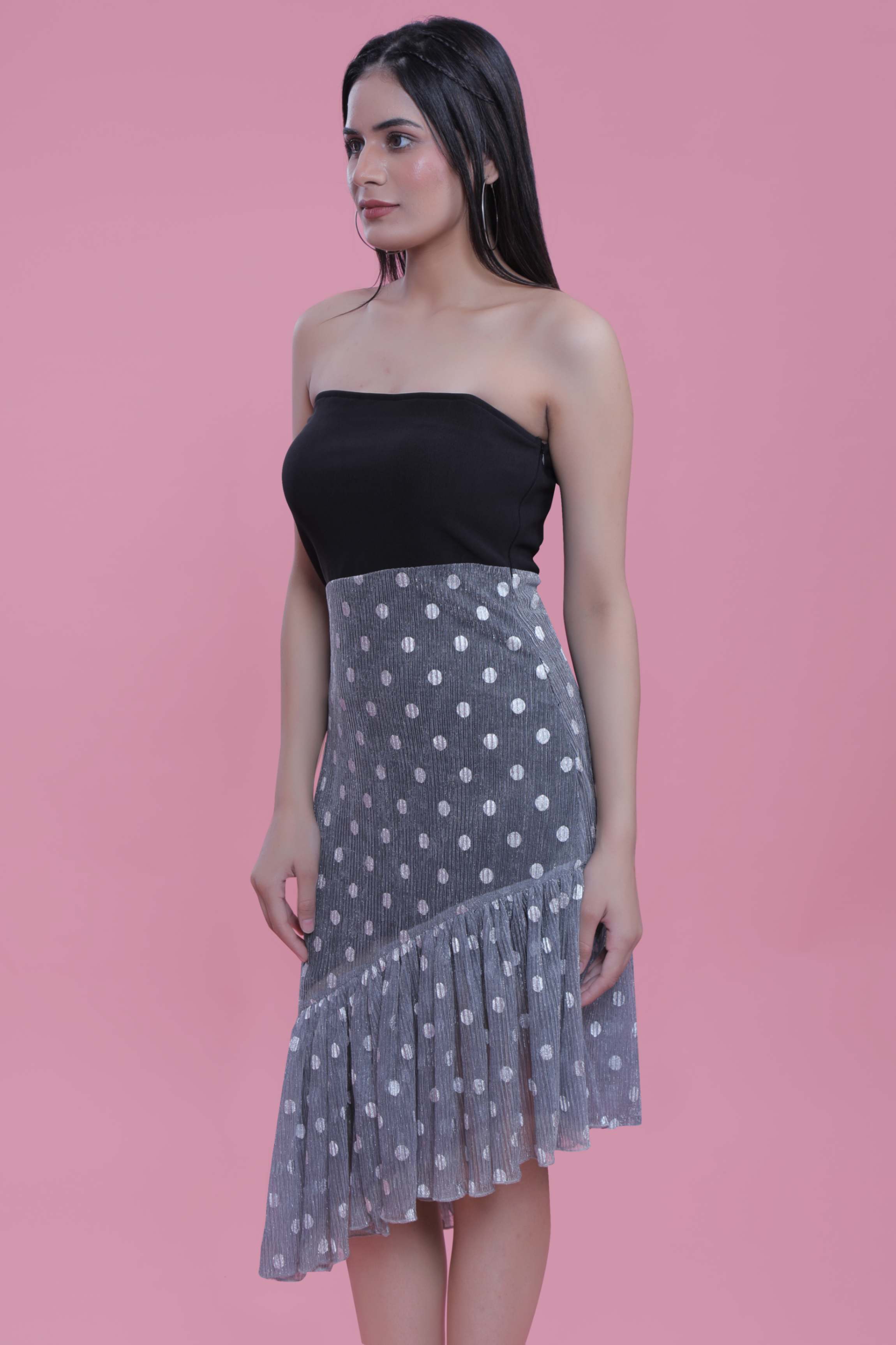 Black Jacquard A-Line Shimmer Party Dress FRENCH THEORY