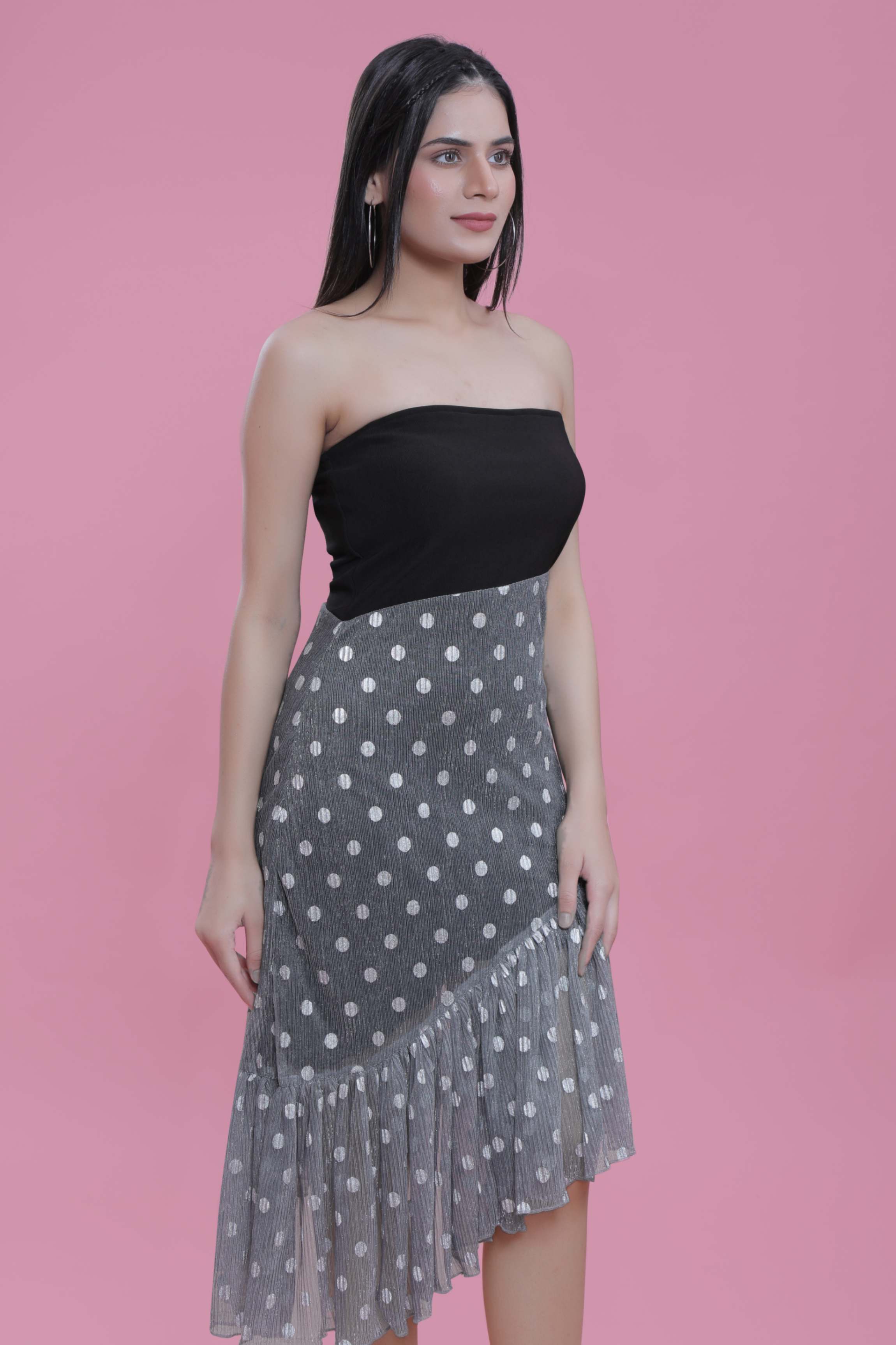 Black Jacquard A-Line Shimmer Party Dress FRENCH THEORY