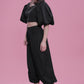 Black Fitted Top with Balloon Sleeve & Black Balloon Fit Pant Co-Ord Set