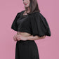 Black Fitted Top with Balloon Sleeve & Black Balloon Fit Pant Co-Ord Set